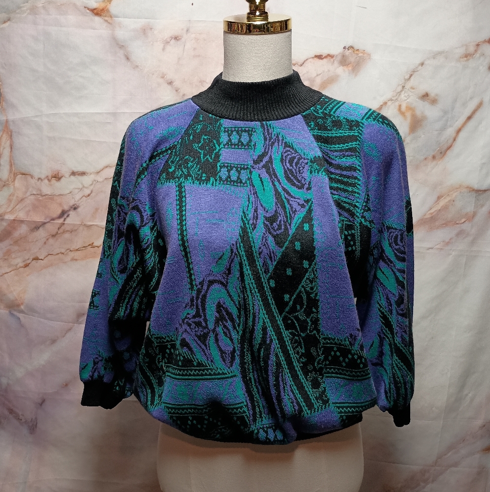 Vintage Purple Geometric Sweater